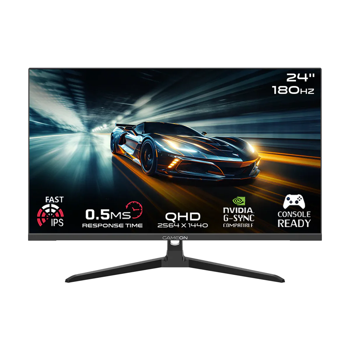 GAMEON GOAE24QHD180IPS 24 Inch QHD, 180Hz, 0.5ms, 2560x1440, 2K With Speaker Gaming Monitor, IPS, HDR 10, HDMI 2.1 - Black