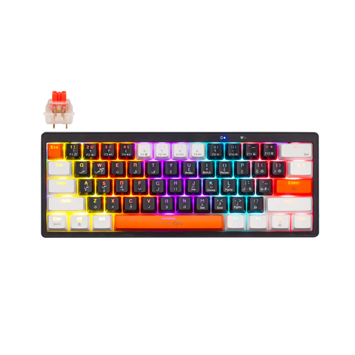 GAMEON PRIMEX Series GO-MK260-RS 60% RGB Mechanical Wired Gaming Keyboard with Customization Software, Red Switch - English/Arabic