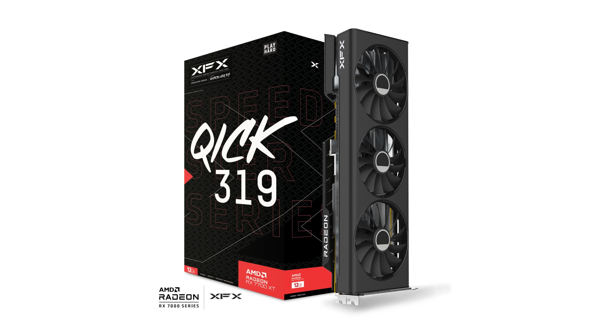 XFX SPEEDSTER QICK319 RADEON RX 7700 XT BLACK Gaming Graphics Card with 12GB GDDR6 HDMI 3xDP, AMD RDNA 3 TRIPLE FAN