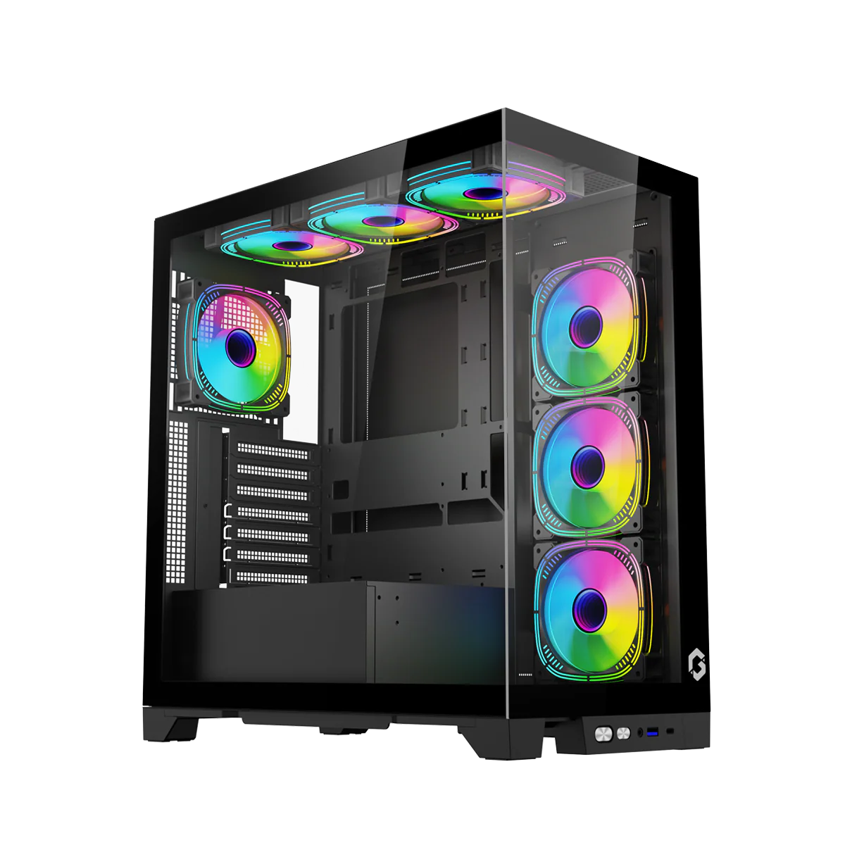 GAMEON Emperor Midnight IV Series Mid Tower Gaming Case - Black ARGB+Remote?7 Fans Case - Black