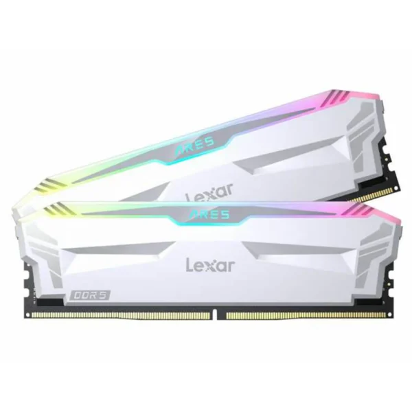 32GB Lexar Ares DDR5 6800 Memory with heatsink and RGB lighting, Dual pack, Wihte Color