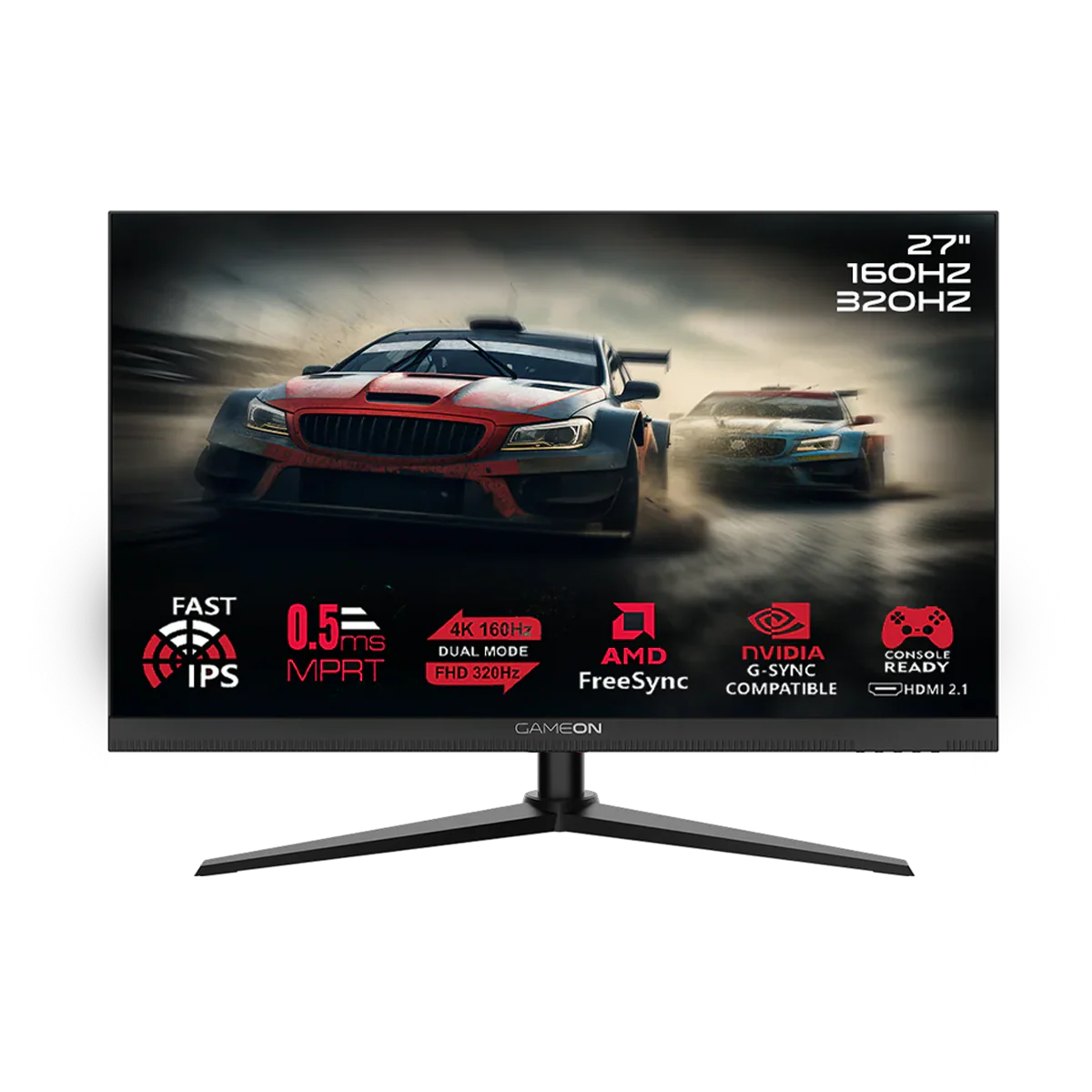 GAMEON Dual Switch Gaming Monitor GOSX27B 27" FHD, Dual Mode 4K 160 / FHD 320 Hz, MPRT 0.5 ms, HDMI 2.1, Fast IPS (Support PS5) - Black
