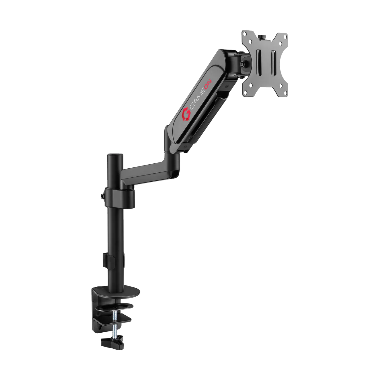 GAMEON GO-3363 Pole- Mounted Gas Spring Single Monitor Arm, Stand And Mount For Gaming And Office Use, 17" - 32", Each Arm Up To 9 KG, Black