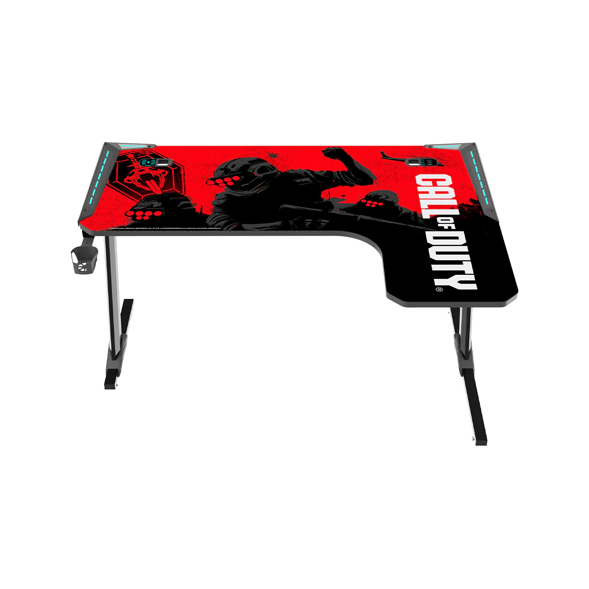 Call Of Duty (COD) x GAMEON COD-PHANTOMXL-R-01 Phantom XL-R Series R-Shaped RGB Flowing Light Gaming Desk