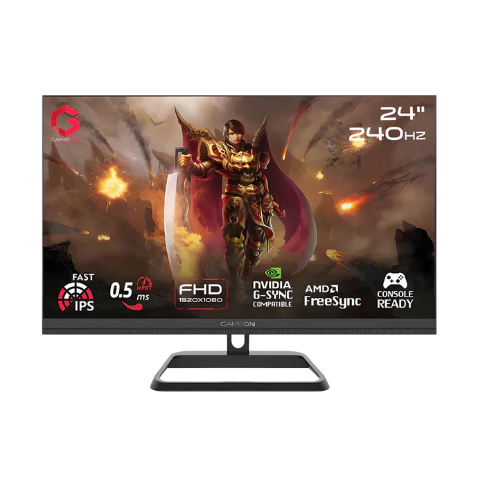 GAMEON GOM24FHD240IPS Midnight Pro Series 24" FHD, 240Hz, MPRT 0.5ms, HDMI 2.1, Fast IPS Gaming Monitor (Supports PS5) - Black