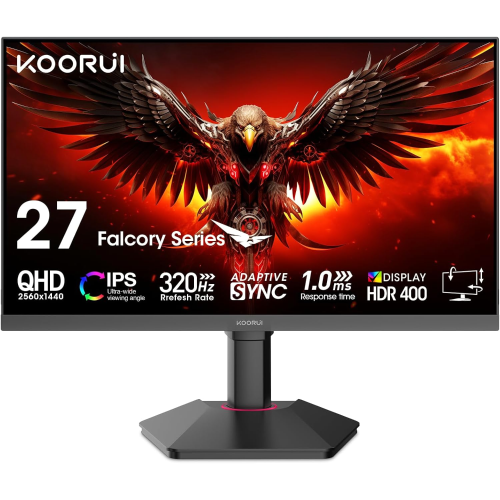 KOORUI G2721E / 27� / IPS / 2K QHD / 320HZ / HEIGHT ADJUST / HDR400 / GAMING MONITOR