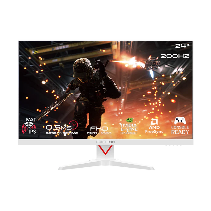 GAMEON GOAM24FHD200IPS Marksman Series 24" FHD, 200Hz, MPRT 0.5ms, HDMI 2.1, Fast IPS Gaming Monitor (Supports PS5) - White