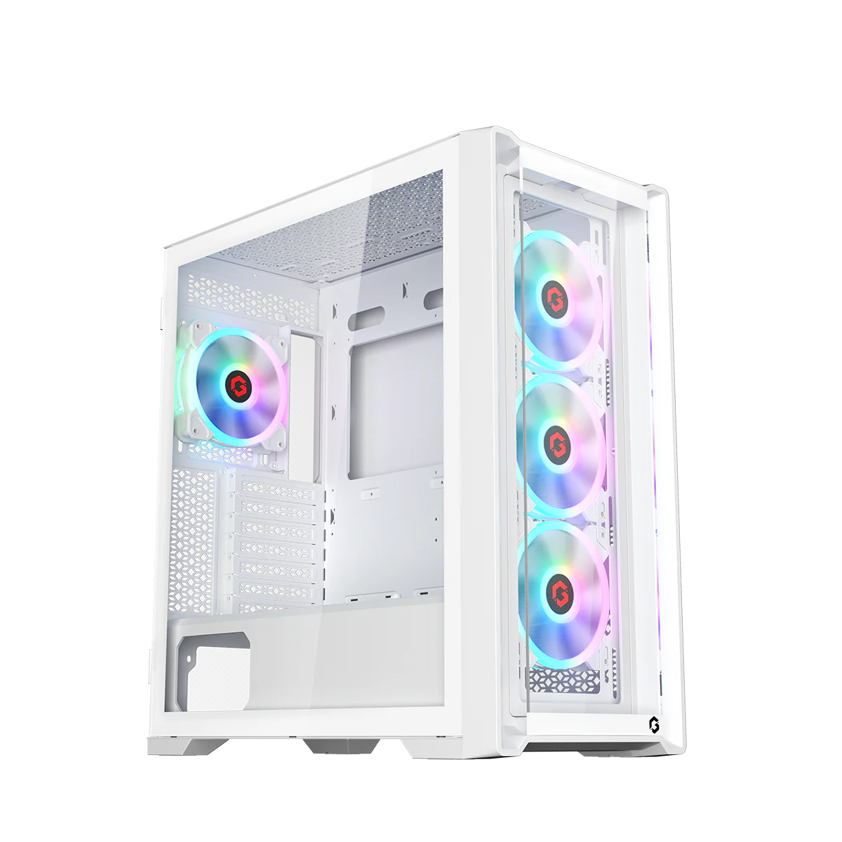 GAMEON Vortex Arctic Series Mid Tower Gaming Case - White ARGB+Remote?4 Fans Case - White
