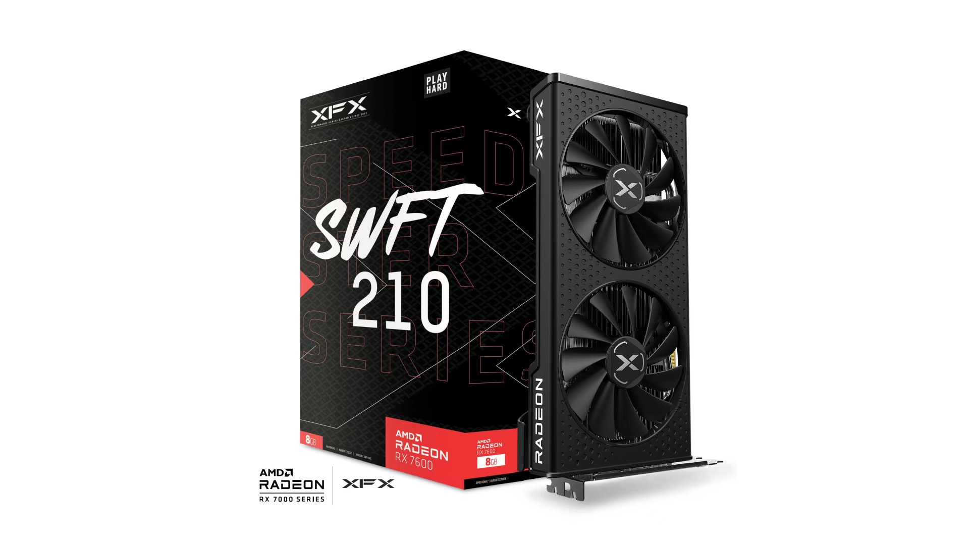 XFX SPEEDSTER SWFT 210 RADEON RX 7600 CORE Gaming Graphics Card with 8GB GDDR6 HDMI 3xDP, AMD RDNA 3