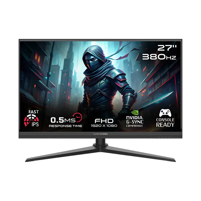 GAMEON GOMP27FHD380IPS Midnight Pro Series 27" FHD, 380Hz, MPRT 0.5ms, HDMI 2.1, Fast IPS Gaming Monitor (Support PS5) - Black