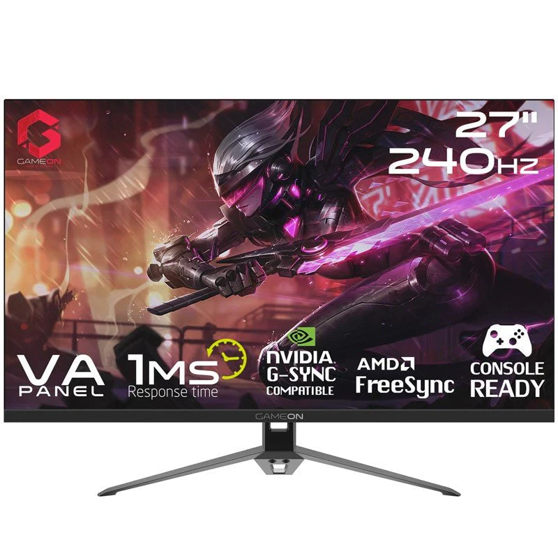 GAMEON GOESP27FHD240VA 27" FHD, 240Hz, 1ms (1920x1080) Flat VA Gaming Monitor With G-Sync & Free Sync - Black (HDMI 2.1 Console Compatible)