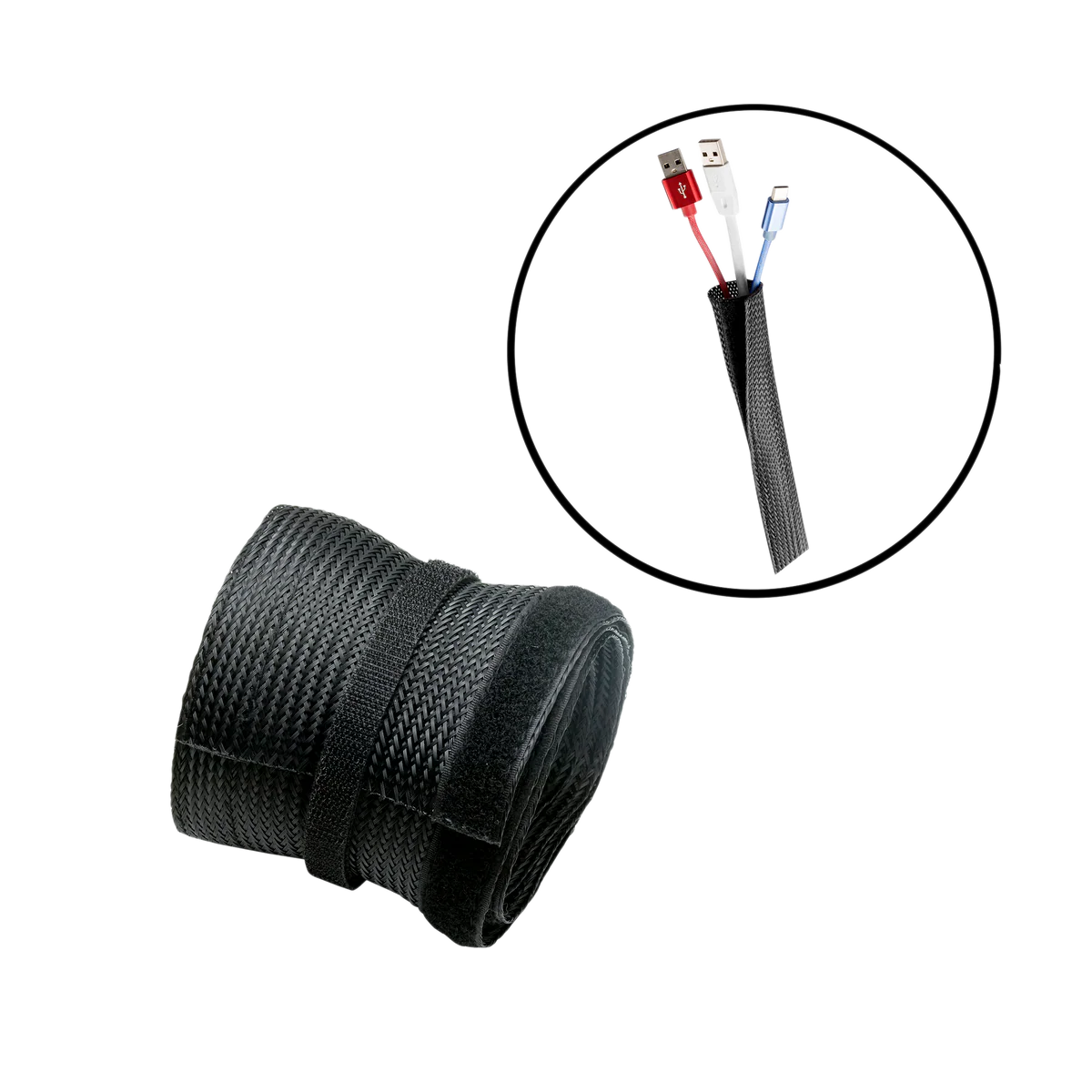 GAMEON GO-5374 Flexible Cable Wrap Sleevewith Hook and Loop Fastener (85mm/3.3" Width) - Black