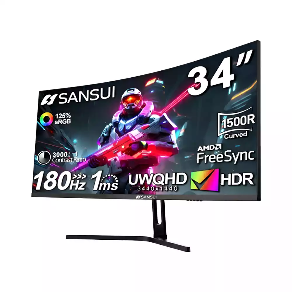 SANSUI ES-G34C5 / 34" / CURVE / 2K UWQHD / 180HZ / HDMI 2.1 / 0.5 MS / GAMING MONITOR / 3 YRS