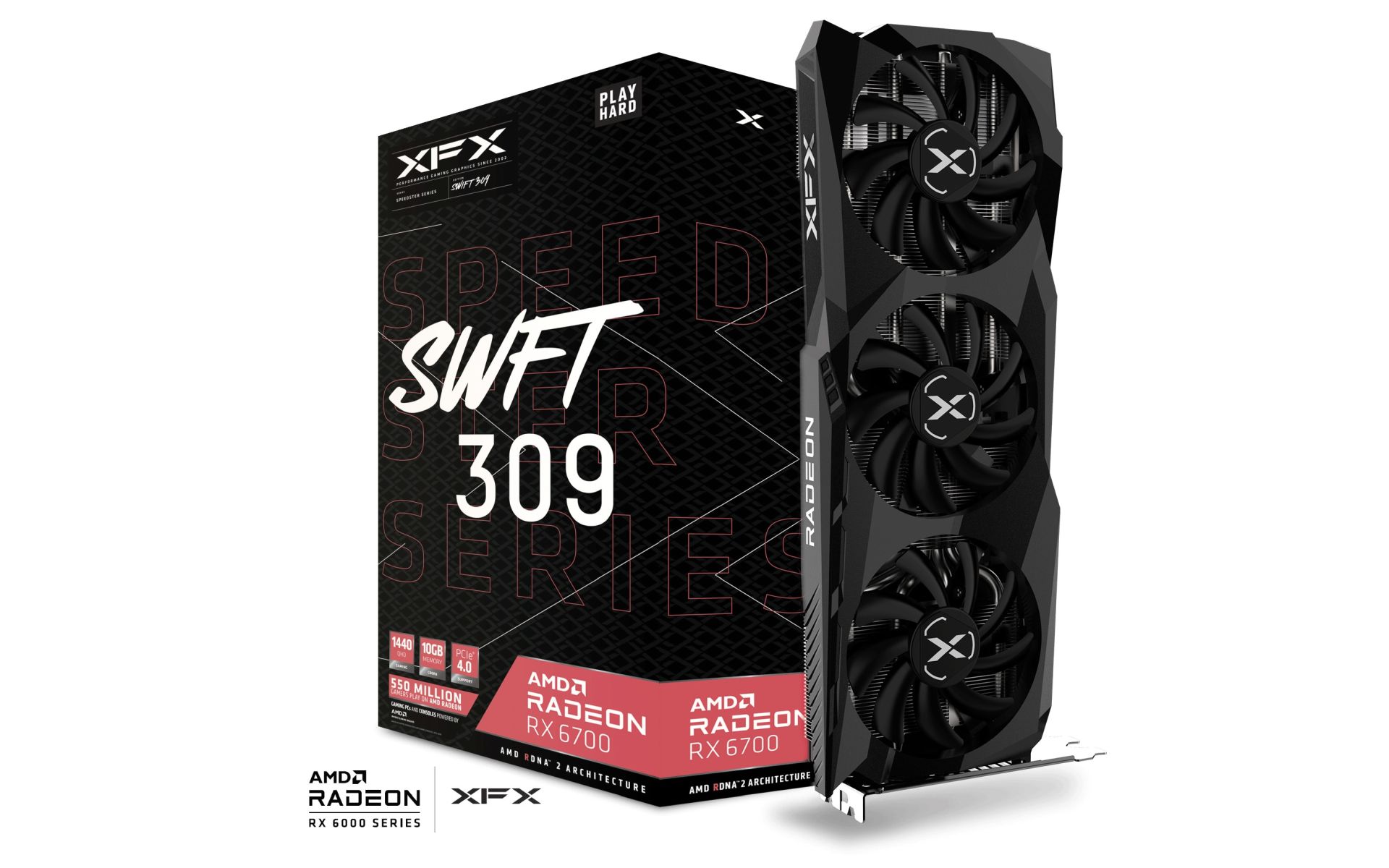 XFX SPEEDSTER SWFT309 RADEON RX6700 GAMING GRAPHICS CARD WITH 10GB GDDR6 HDMI 3xDP, AMD RDNA 3