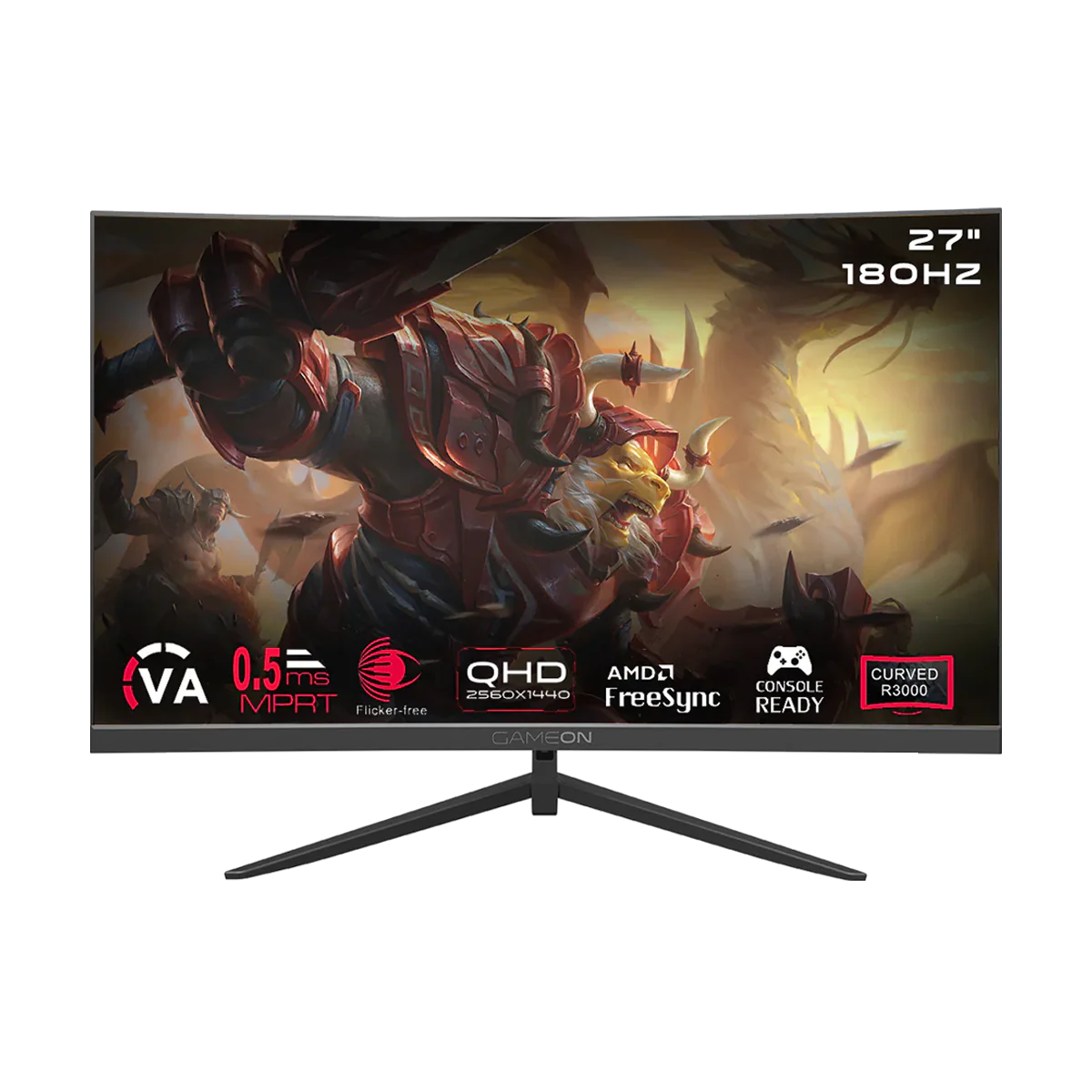GAMEON GOC27Q180VA Curved 27" QHD, 180Hz, MPRT 0.5ms, HDMI 2.1, VA PANEL Gaming Monitor