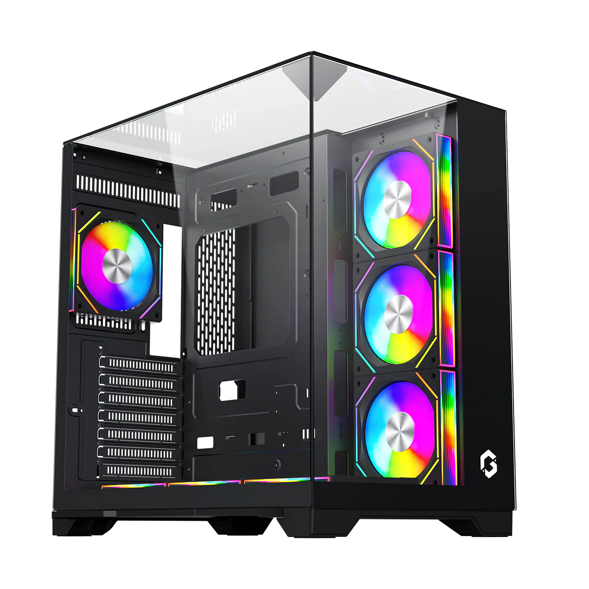 GAMEON Valkyrie X Series Mid Tower Gaming Case - Black (4 FANS Included)