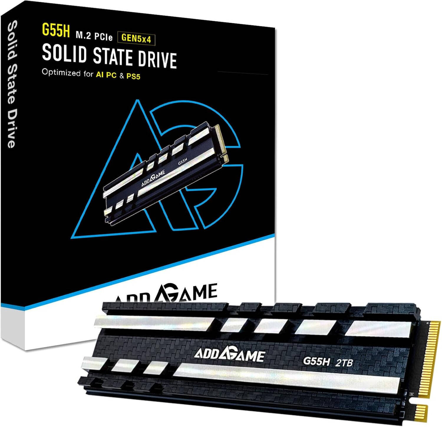 2TB M.2 2280 PCIe GEN5X4 NVMe ( Up to R:10300 ,W:9000) With Heatsink