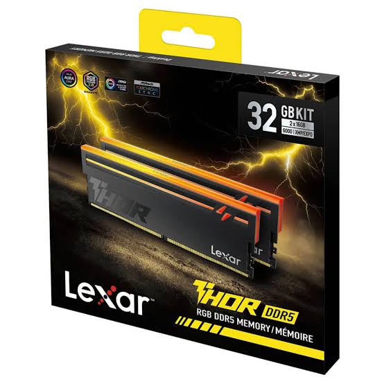 32GB Lexar Thor 2nd Gen DDR5 6000 CL38 heatsink, and RGB lighting, Silver Color