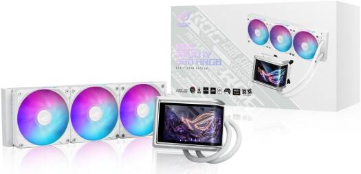 ASUS ROG RYUO IV 360 ARGB Liquid CPU Cooler, 6.67? AMOLED Display, 360mm Radiator, 3x ROG RYUO IV MF-12C ARGB Pre-Installed Fan, 2000 RPM Fan Speed, 56.66 CFM Airflow, White