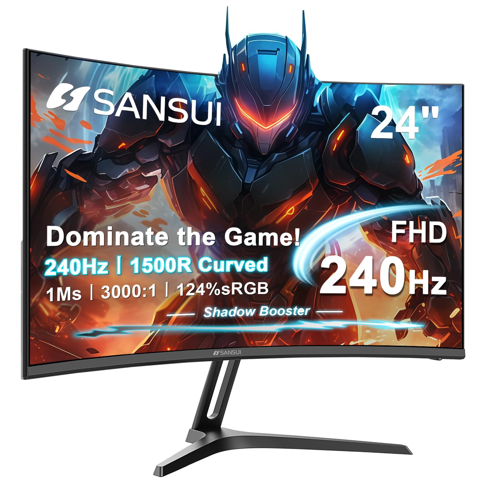 SANSUI ES-G24C1 / 24" / CURVE / FHD / 240HZ / HDMI 2.1 / 0.5 MS / SPEAKER / GAMING MONITOR / 3 YRS