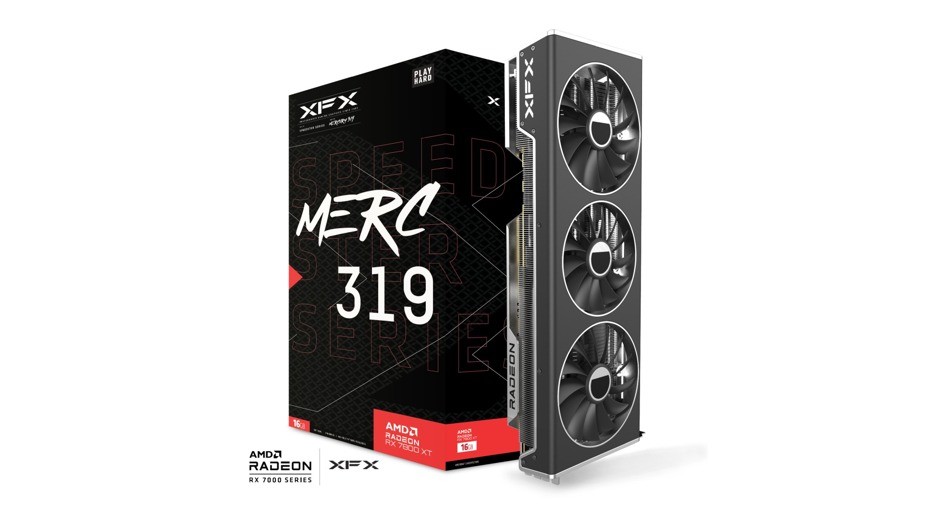 XFX SPEEDSTER MERC319 RADEON RX 7800 XT BLACK Gaming Graphics Card with 16GB GDDR6 HDMI 3xDP, AMD RDNA 3
