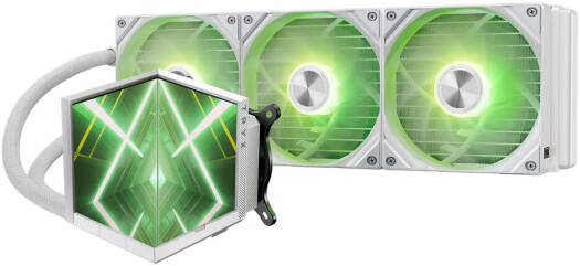 TRYX Stage 360 ARGB 360mm AIO Liquid CPU Cooler, Dual 4-inch IPS Display, Asetek 7th Gen V2 Pump, 280W TDP, 65.64 CFM High Airflow ARGB Gaming Cooler, White