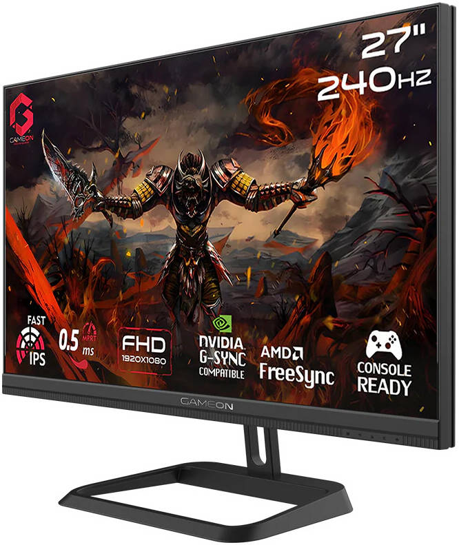 GAMEON GOM27FHD240IPS Midnight Pro Series 27" FHD, 240Hz, MPRT 0.5ms, HDMI 2.1, Fast IPS Gaming Monitor (Supports PS5) - Black