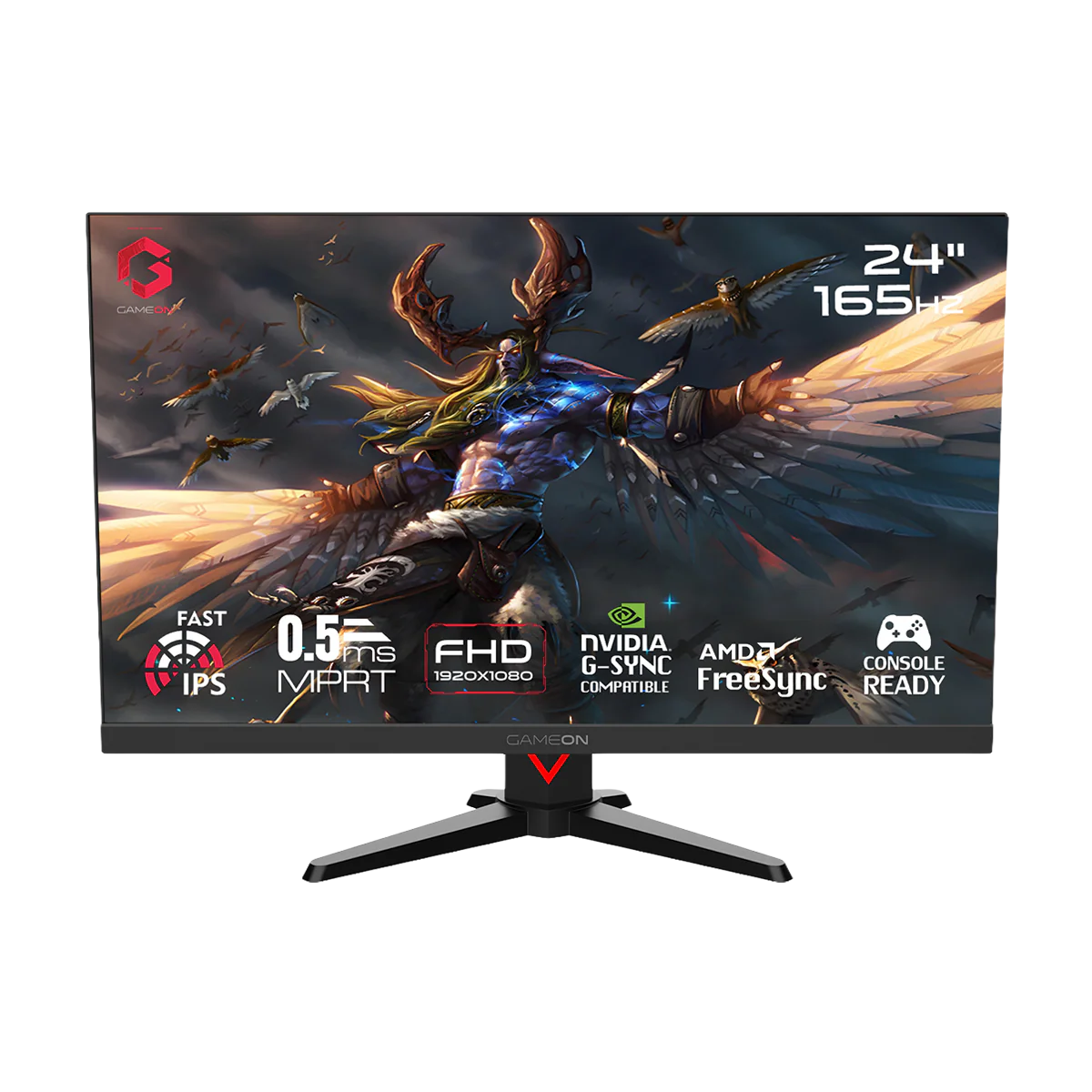GAMEON GOE24FHD165, 24" FHD, 165Hz, 1ms (1920x1080) Flat IPS Gaming Monitor With G-Sync & Free Sync - Black