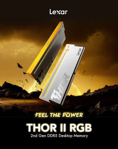 64GB Lexar Thor 2nd Gen DDR5 6000 CL40 heatsink, and RGB lighting, Black Color