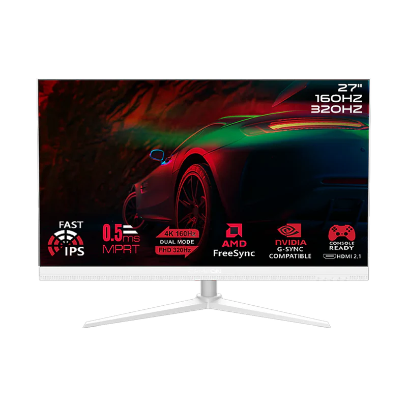 GAMEON Dual Switch Gaming Monitor GOSX27W 27" FHD, Dual Mode 4K 160 / FHD 320 Hz, MPRT 0.5 ms, HDMI 2.1, Fast IPS (Support PS5) - White