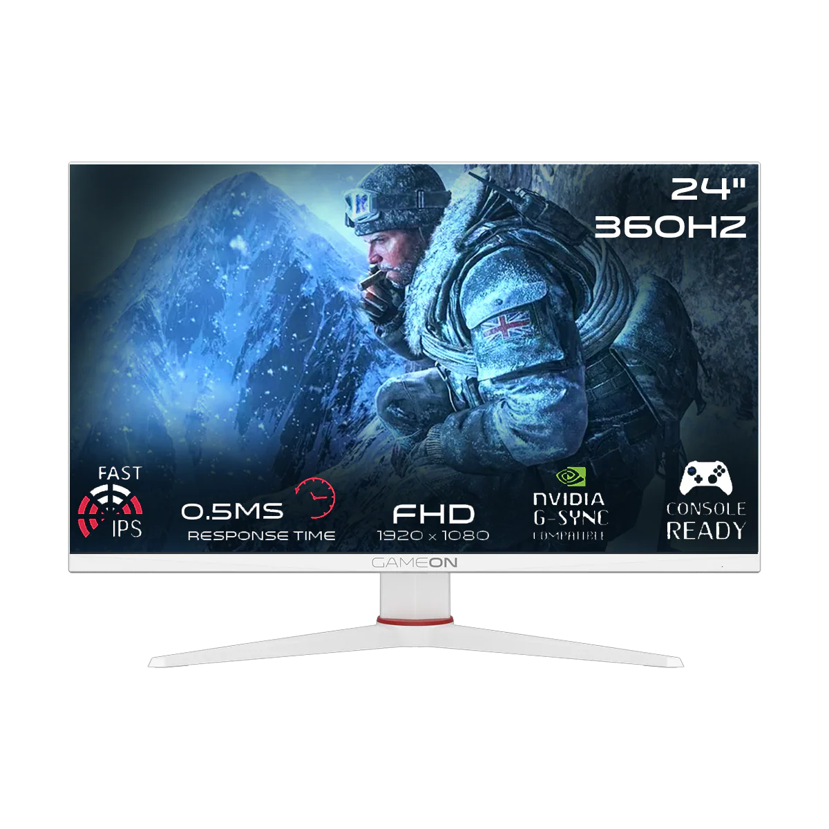 GAMEON GOA24FHD360IPS Artic Pro Series 24" FHD, 360Hz, MPRT 0.5ms, HDMI 2.1, Fast IPS Gaming Monitor (Support PS5) - White
