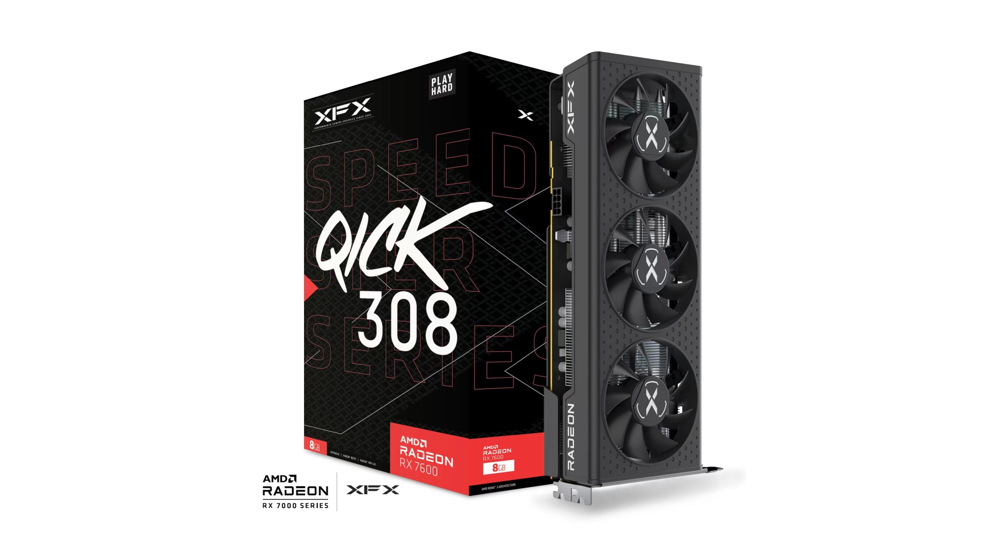XFX SPEEDSTER QICK 308 RADEON RX 7600 XT Gaming Graphics Card with 16GB GDDR6 HDMI 3xDP, AMD RDNA 3 TRIPLE FAN