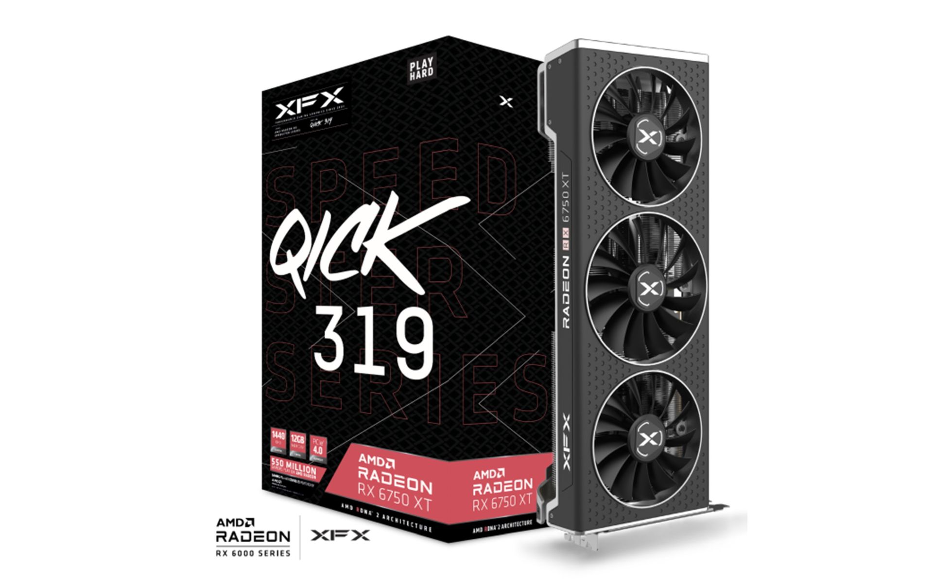XFX SPEEDSTER QICK 319 AMD Radeon RX 6750 XT Core Gaming Graphics Card with 12GB GDDR6 HDMI 3xDP, AMD RDNA 2