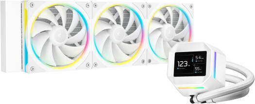 DeepCool LM360 Liquid CPU Cooler, 2.4 IPS Display, 360mm Radiator, 3x 120mm FL12 SE aRGB Fans, 2400 RPM Fan Speed, 66.23 CFM AirFlow, Hydro Bearing Type, White