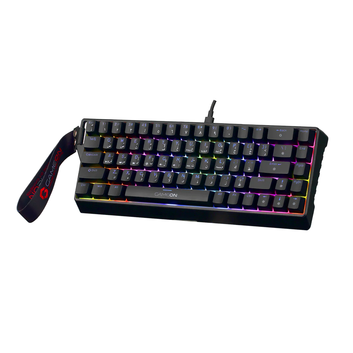 GAMEON MAGPRO Series GOMG1K8-RS 60% RGB Magnetic Mechanical Wired Gaming Keyboard with Customization Software & Wrist Band, Pink Switch - English/Arabic