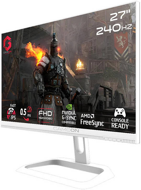 GAMEON GOA27FHD240IPS Artic Pro Series 27" FHD, 240Hz, MPRT 0.5ms, HDMI 2.1, Fast IPS Gaming Monitor (Supports PS5) - White