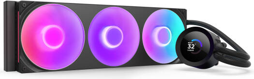 NZXT Kraken Plus 360 RGB Liquid CPU Cooler, 1.54 Transmissive TFT, 262K Color Panel, 360mm Radiator, F360 Fans, 2400 RPM Fan Speed, 75.05 CFM Fan Airflow, Black