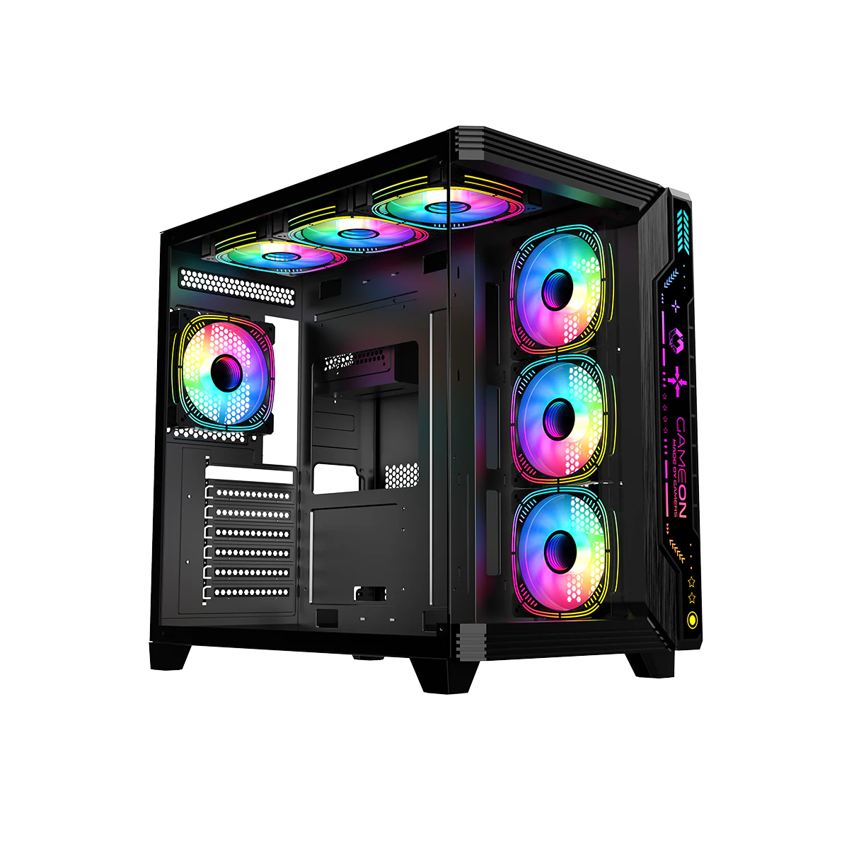 GAMEON PULSE Series ARGB ATX Mid Tower Gaming PC Case - Black (7 ARGB Fans Included)