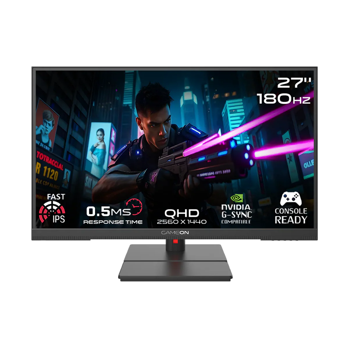 GAMEON GOML27QHD180IPS Midnight Signature Series 27" QHD, 180Hz, MPRT 0.5ms, HDMI 2.1, Fast IPS Mini LED Gaming Monitor (Support PS5) - Black