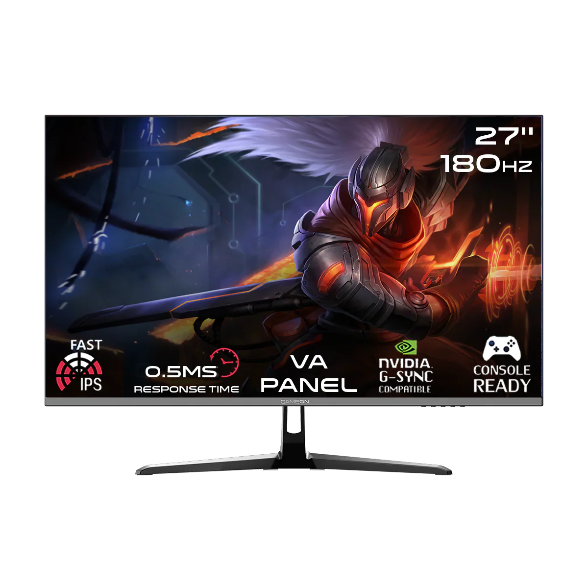 GAMEON GOPS27180VA 27" FHD, 180Hz, 0.5 ms, HDMI 2.0 Gaming Monitor (Adaptive Sync and G-Sync Compatible) Fast VA