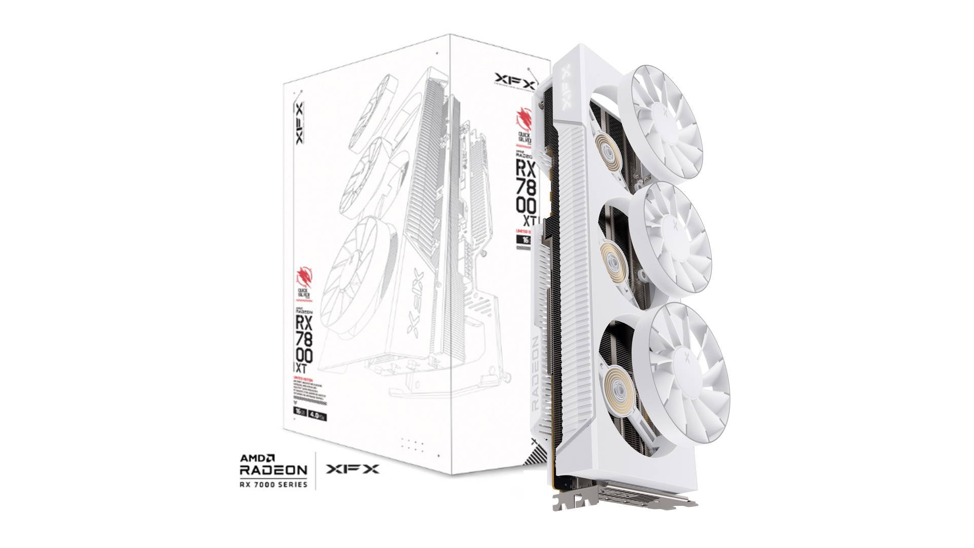 XFX Quicksilver AMD Radeon RX 7800 XT Magnetic Air Gaming Graphics Card with 16GB GDDR6, RDNA3, Arctic White