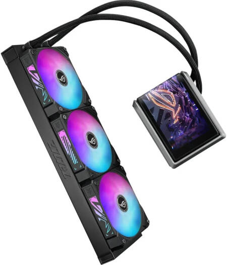 ASUS ROG RYUO IV 360 ARGB Liquid CPU Cooler, 6.67? AMOLED Display, 360mm Radiator, 3x ROG RYUO IV MF-12C ARGB Pre-Installed Fan, 2000 RPM Fan Speed, 56.66 CFM Airflow, Black