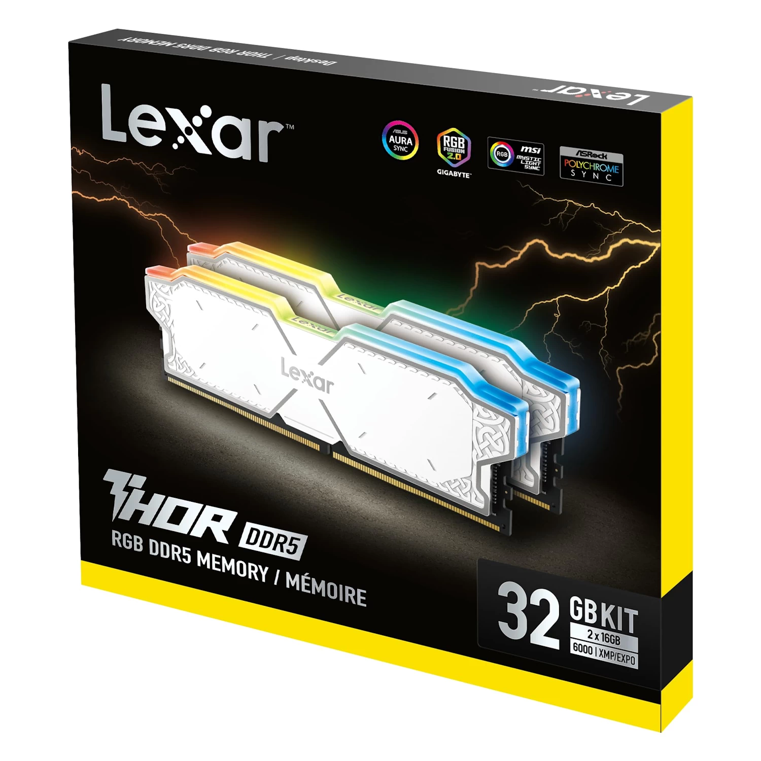 32GB Lexar Thor DDR5 6000 CL38 heatsink, and RGB lighting, White Color
