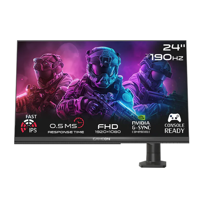 GAMEON GOM24FHD190IPSX Midnight Pro X Series 24" FHD, 190Hz, MPRT 0.5ms, Fast IPS Gaming Monitor (Support PS5) with Stand - Black