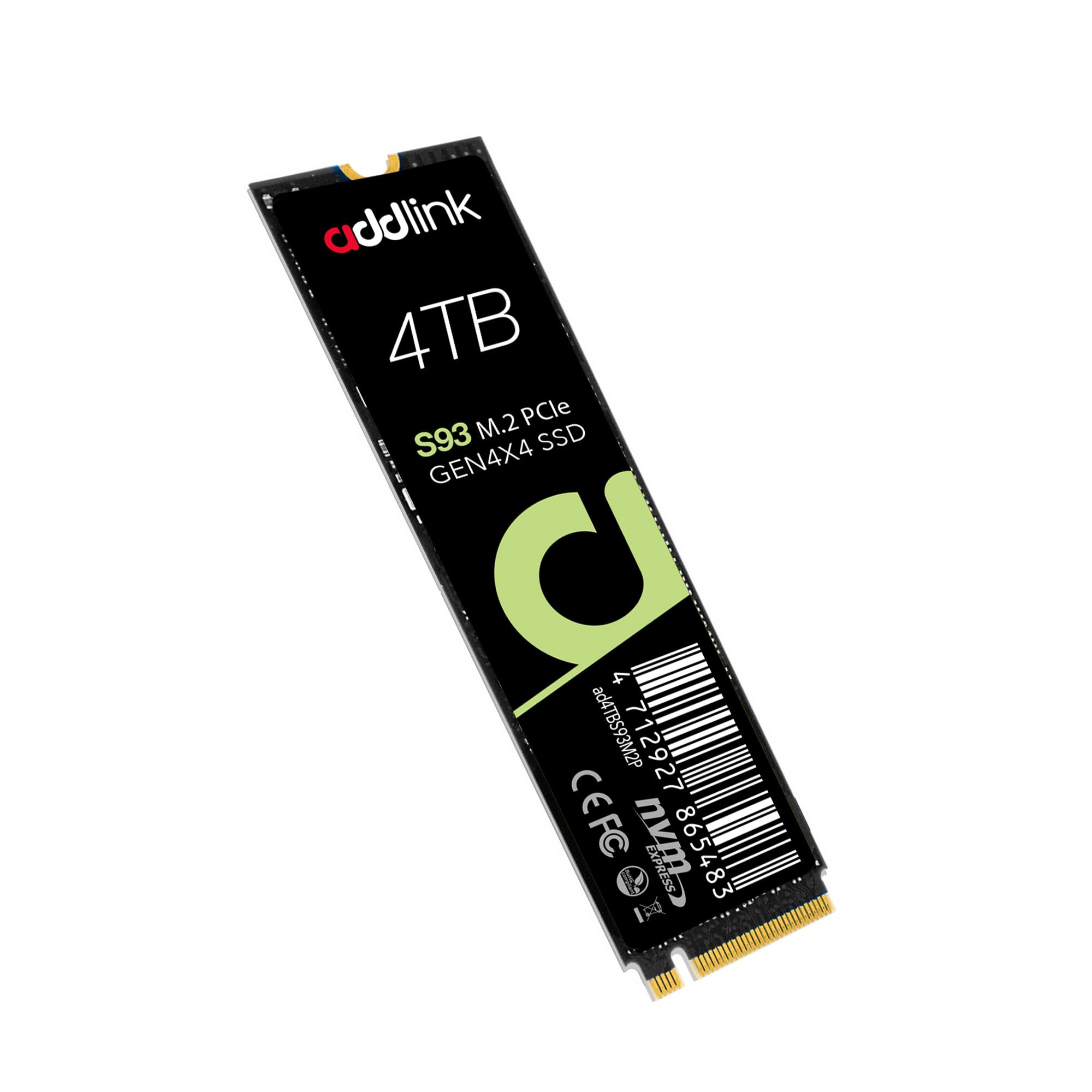 4TB M.2 2280 PCIe GEN4X4 NVMe 1.4 ( Up to R:7400 ,W:6500)