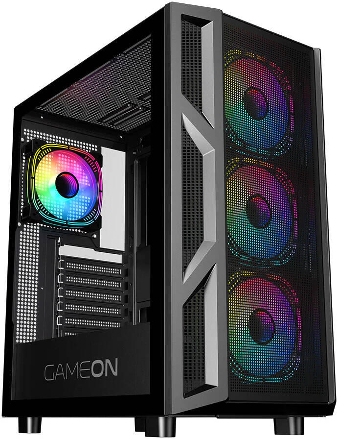 GAMEON Trident IV-M POWERFORGE Series Mid Tower Gaming Case with 750W Power Supply Pre-Installed - Black
