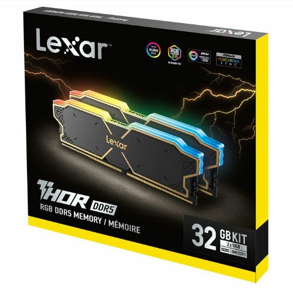 32GB Lexar Thor 2nd Gen DDR5 6000 CL38 heatsink, and RGB lighting, Black Color