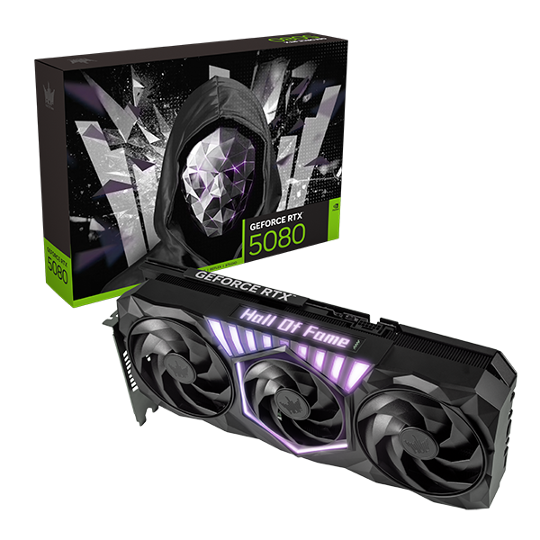B37X Black GF RTX5080 HOF Gaming Black PCI-E 16GB / GDDR7 256BIT W/HDMI/DP/DP/DP/Cooling Fan